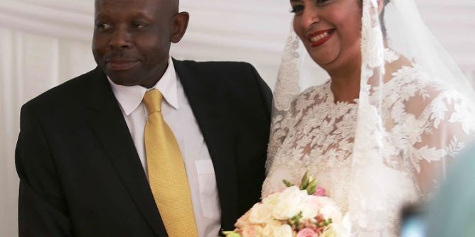 Western Cape judge president John Hlophe and Judge Gayaat Salie-Hlophe during their wedding in Claremont, Cape Town, in April 2015.